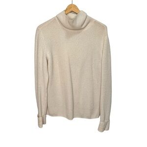 Saks 5th Avenue Black Label White 100% Cashmere Turtleneck Sweater Size Medium